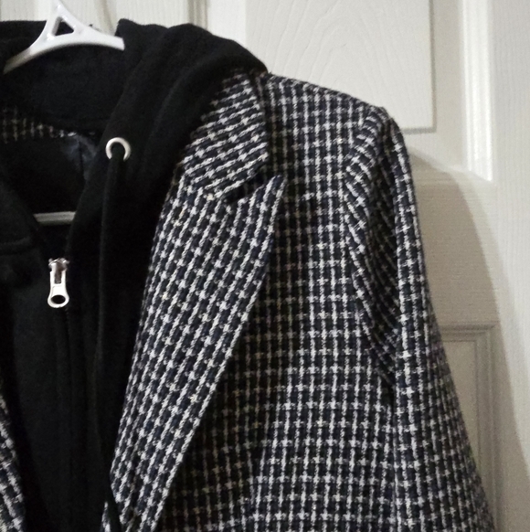 Elan Harper Hoodie Dickie Blazer, Black & White Plaid, Preppy Grunge, Sz Small. - Picture 7 of 15